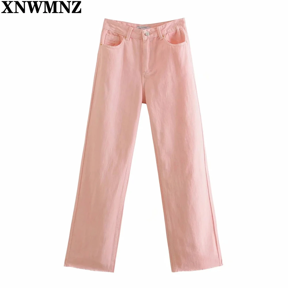 

XNWMNZ ZA 2021 spring new women's wear European and American style multi-color high waist slimming straight color women's jeans