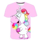 Для девочек 3D с принтом Единорог, футболки милый unicorno футболка для девочек новые летние футболки для девочек; Детская одежда; Одежда с рисунками героев из мультфильмов; Повседневные От 4 до 14 лет