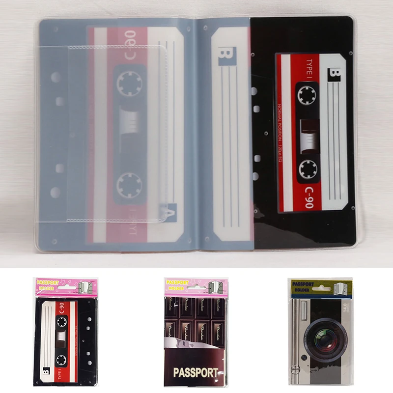 

Stylish Waterproof Passport Case Creative Camera Chocolate Passport Protection Case Durable Practical Audio Tape Passport Case