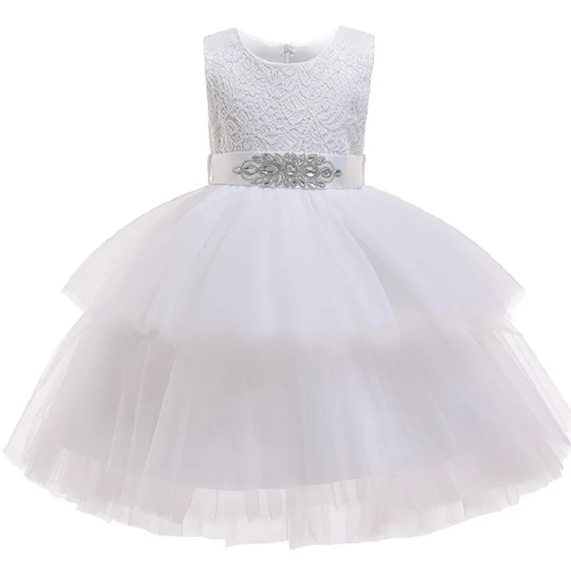 2019 spring and summer high-end new girls dress comfortable lace elegant princess layered fluffy children's wedding | Детская одежда