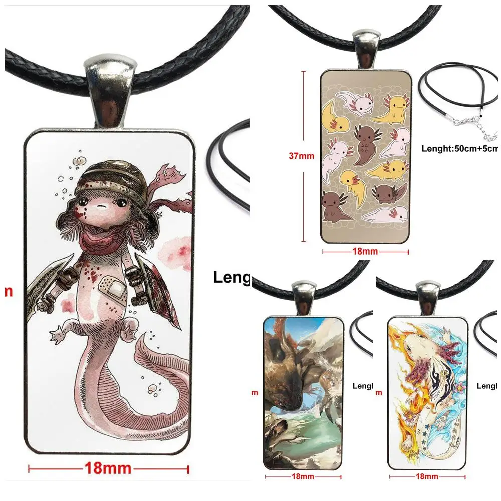 Женский Рождественский подарок Axolotl модный стеклянный кабошон ожерелье с