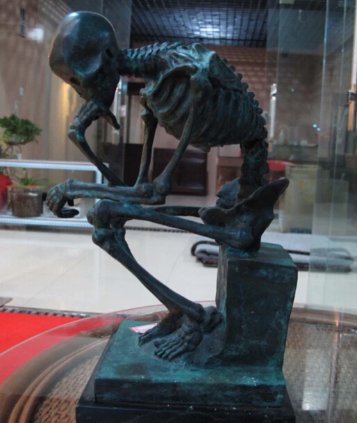 005224 художественный Декор Чистая медь и бронза мраморная основа Статуэтка череп