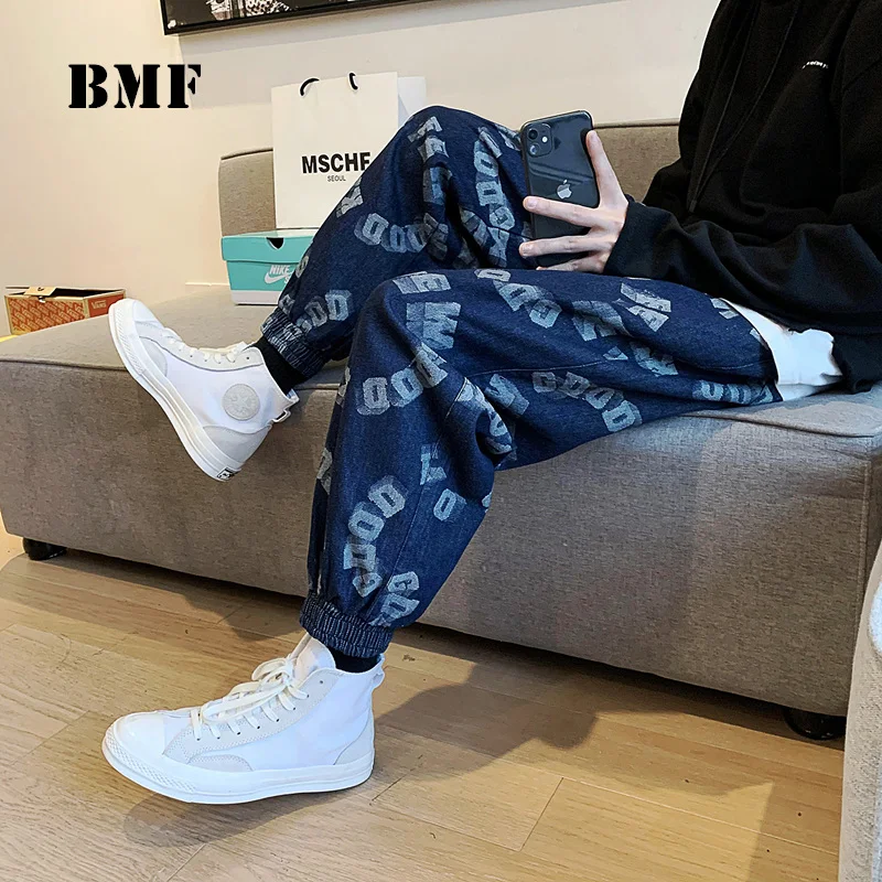 

Korean Style Loose Plus Size Denim Harem Pants 5XL Kpop Couple Oversized Jeans Men Clothing 2021 Hip Hop Joggers Streetwear