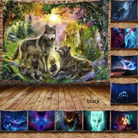 3d printed moon and wolf animal starry sky tapestry wall hanging art decoration tapestry bedroom window decoration background