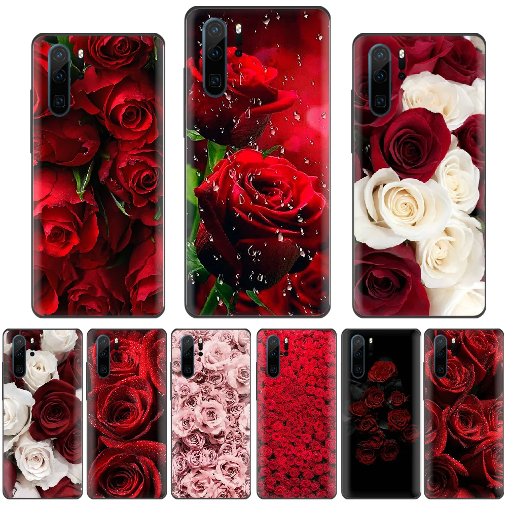 Чехол для телефона с цветком розы красного цвета чехол Huawei P9 P10 P20 P30 Lite 2016 2017 2019 plus