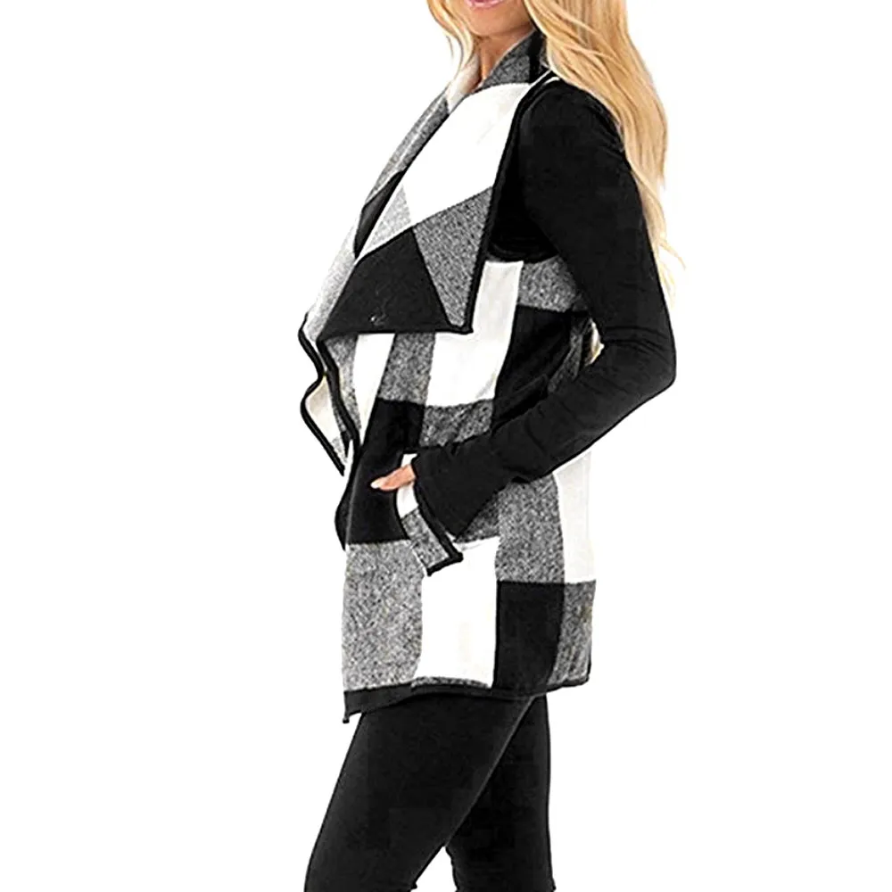 Женский клетчатый жилет с отложным воротником без рукавов | Женская одежда