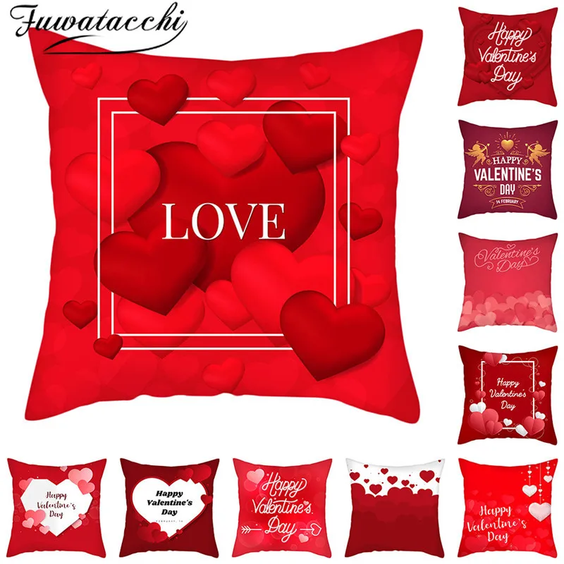 Fuwatacchi Valentine's Day present Cushion Covers red love Pillow Cases For Car Bedroom Sofa Decorative Throw Pillows | Дом и сад