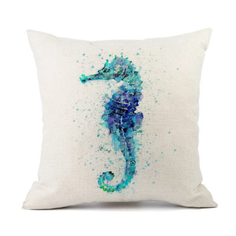 

Декоративные Чехлы для подушек, Океанский мир, акварельная черепаха, медузы, цифровая печать, декор подушки, домашний диван