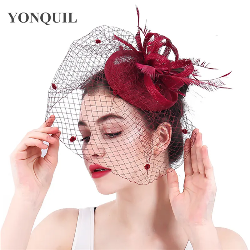 Женское официальное платье сетчатая шляпа коричневого цвета элегантная