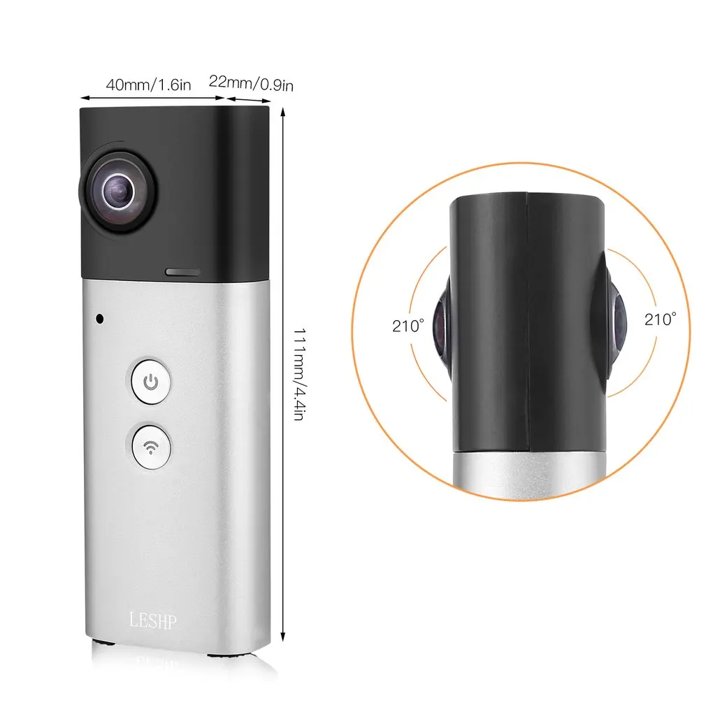 

360 Degree Camera VR Camera Panoramic View Wifi Dual Lenses Spherical Video Image Real Time Seamless Recorder 8MP