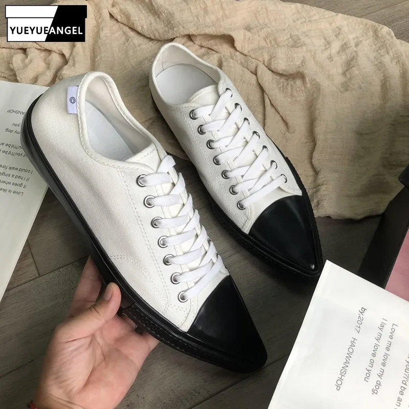 Кеды женские с низким верхом холщовые кроссовки острым носком на шнуровке