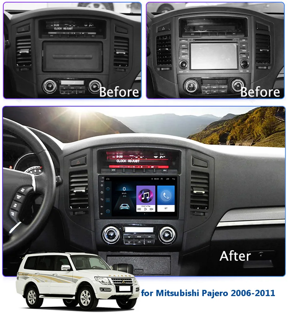 Полноэкранный сенсорный экран 9 дюймов 2.5D IPS HD Android 8 1 NAVI для Mitsubishi Pajero 06 11 с Bluetooth USB