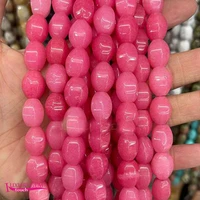 natural pink jades stone loose beads high quality 10x14mm faceted oval shape diy gem jewelry making accessories 38cm a4427