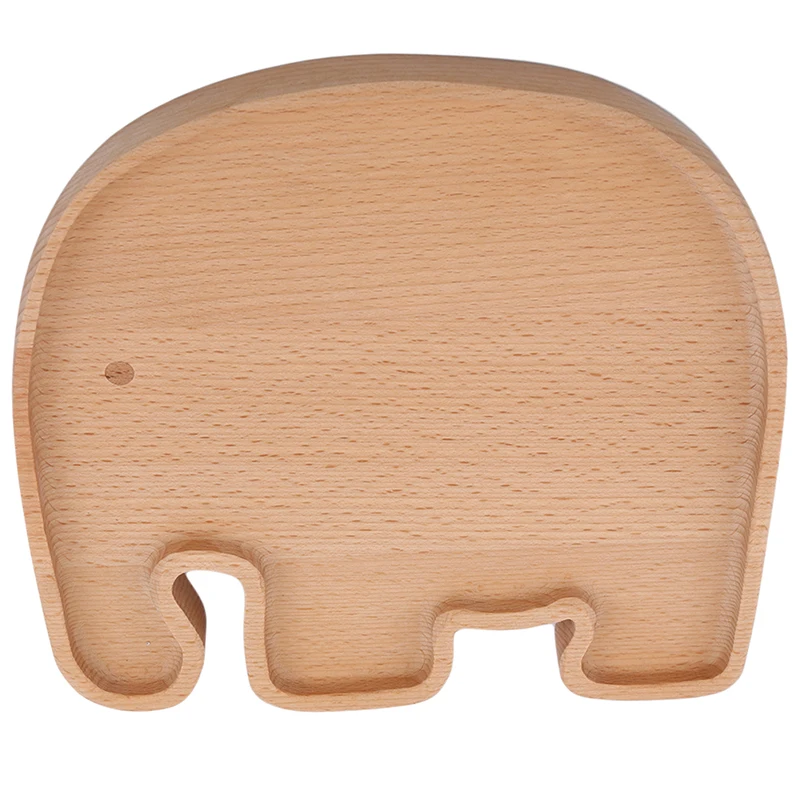 

1pc New Wood Infant Cute Feeding Plate Fruit Dishes Kids Car Cat Panda Shaped Child Tableware