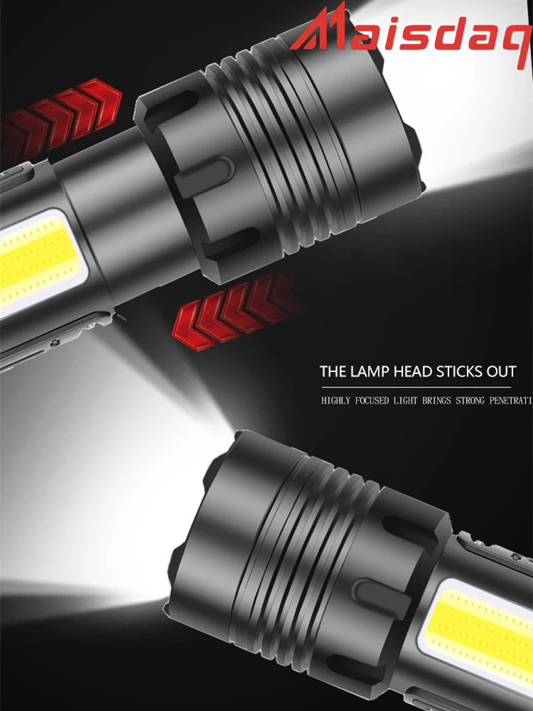 구매 강력한 강력한 손전등 자리 충전식 Usb 블랙 휴대용 작업 빛 전술 밤 밝은 휴대용 자전거 전조 등 토치