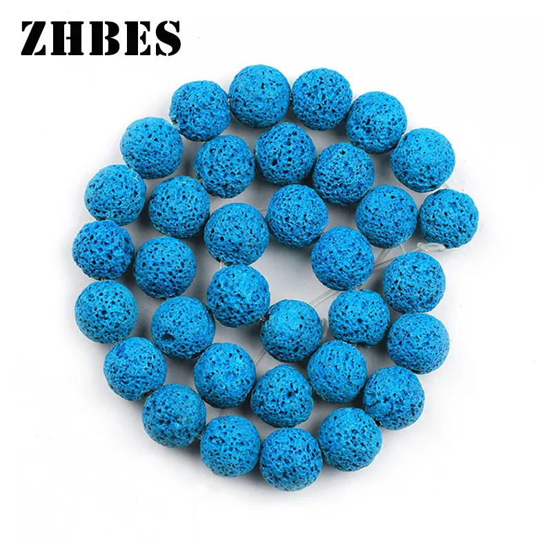 Бусины Из павлина голубой лавы натуральный вулканический камень 4/6/8/10/12 мм синие