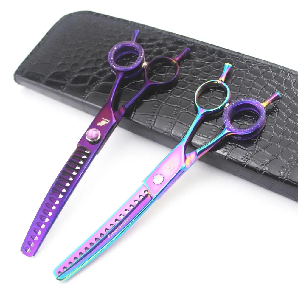 7 дюймов Pet нисходящие изогнутые филировочные ножницы 400c профессиональные для