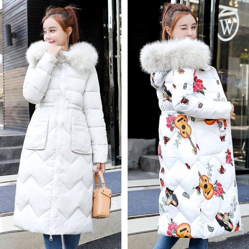 Winter Long Down Jacket Woman With Fur Hooded Long Coat For WomenBoth Two Sides Can Be Wore Thick Overcoat Female