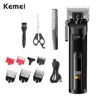 kemei barber cordless electric hair clipper adjustable blade hair trimmer men rechargeable professional haircut machine 2022