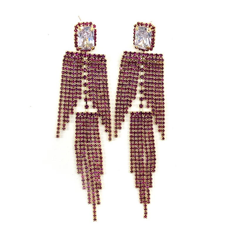 

127mm Multicolor Long Tassels Earring For Women Wedding Party Indian Dubai Bridal Jewelry boucle d'oreille femme Gift
