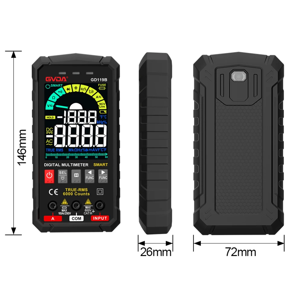 Цифровой мультиметр тестер напряжения конденсатор True RMS 6000 отсчетов измеритель