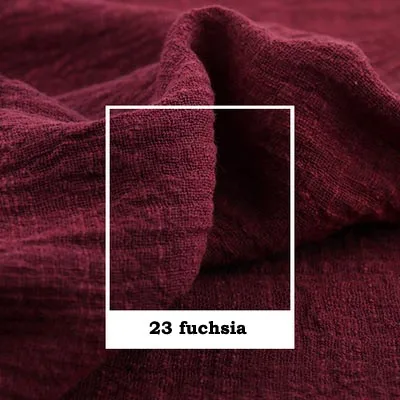 23 fuchsia Художественный Ретро Slub креп хлопок/лен белый желтый оранжевый кофе темно серый красный мягкая ткань для ручной работы летнее платье Блузка - Цвет: 23 fuchsia