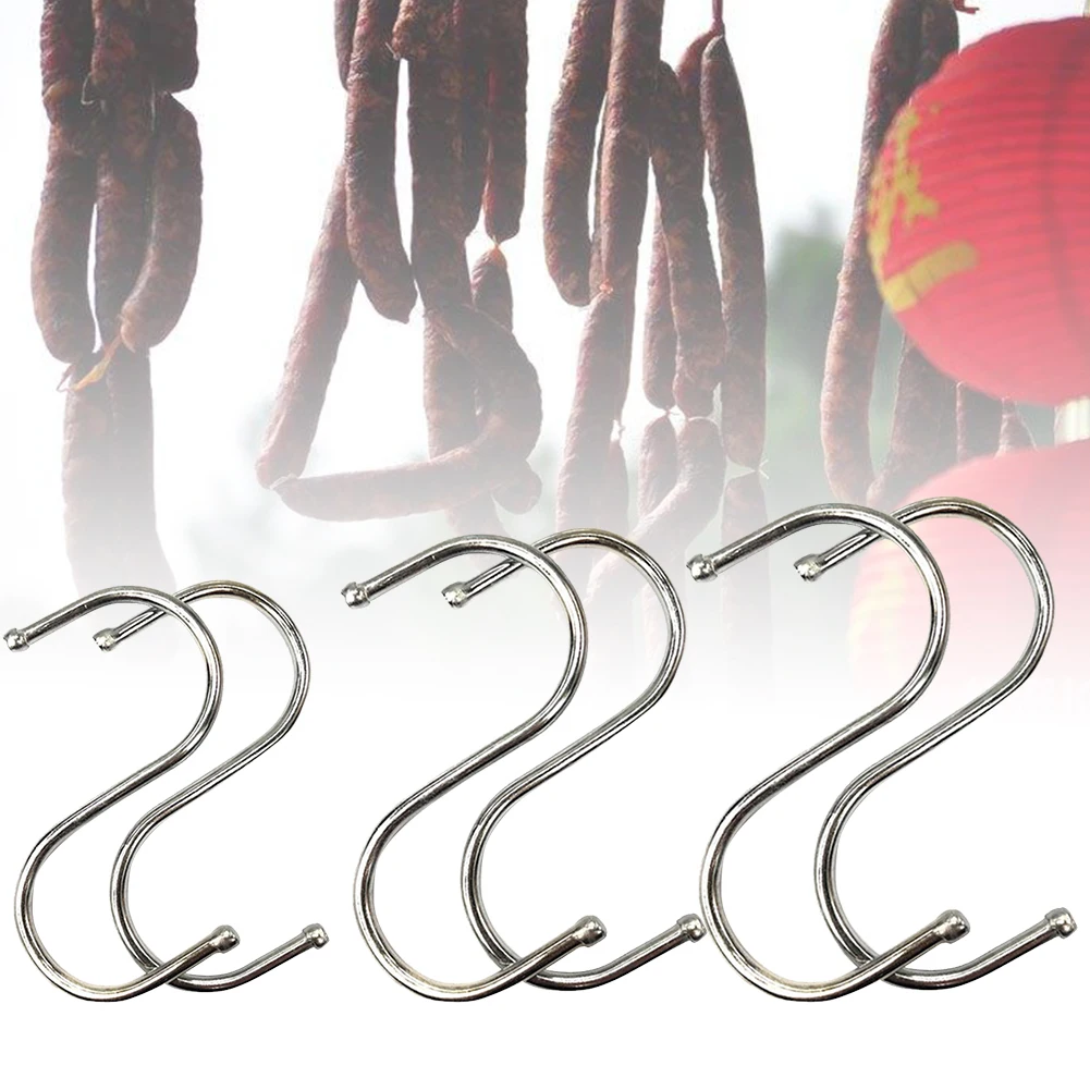 10 Pcs Closet Pan Sausage Kitchen Hook Coat Rack S Shaped Hanging Stainless Steel Bathroom Clothes Multifunction Storage Hangers | Дом и сад