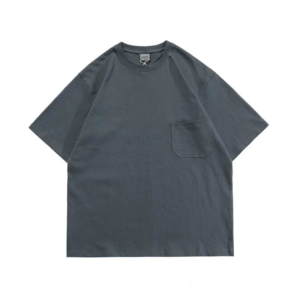 

Solid Color Short Sleeve T-shirt Mens Summer Half-Sleeve Casual Loose Crew Neck Pocket T-shirt Men