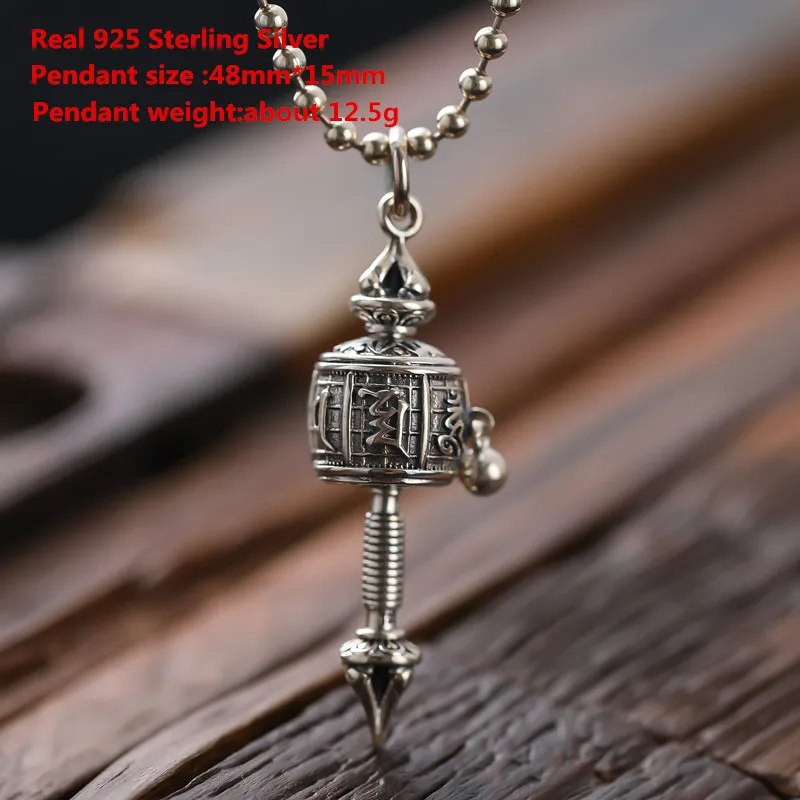 Buyee для женщин Religiou кулон буддистских мантр молитва колеса чистый 925