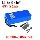 Литиевая батарея LiitoKala 21700 5000 мАч 13S5P, 48 в 25 Ач 1000 Вт, батарея для электрического велосипеда, встроенная вилка 20A BMS T