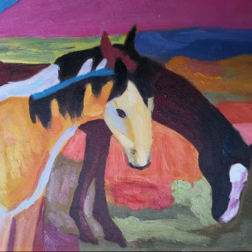 

horse heavy colored impressionist handmade oil on canvas decorative painting for Living Room Home Decoration