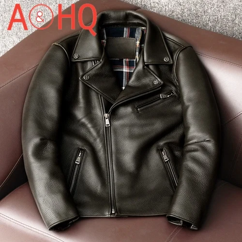 

Fashion Genuine Leather Jacket Man Real Cowhide Coat Biker Jacket for Men Style Plus Size 5xl Spring 2021 Veste Homme