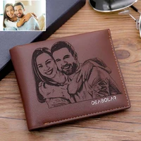 personalized photo gift men short wallet engrave custom photo credit card holder wallets birthday gifts for husband fathers day