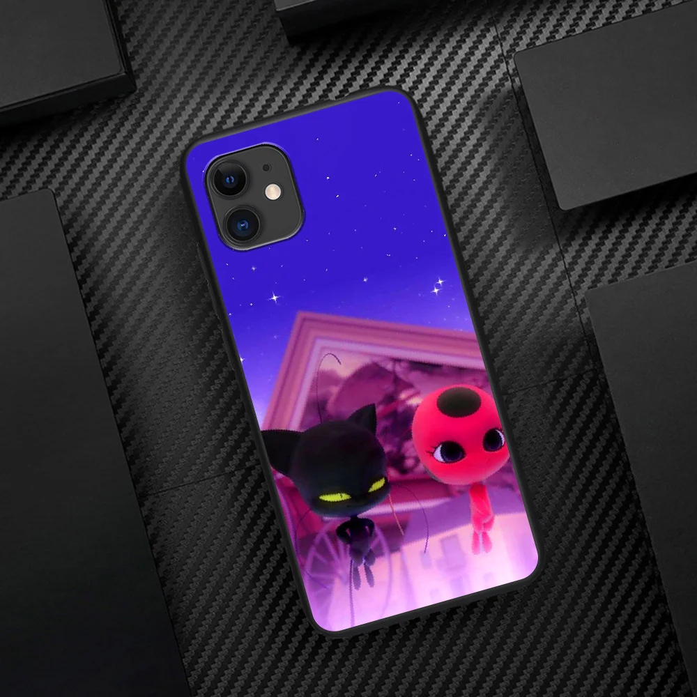 

Seven Star Ladybug Girl Anime Phone Case For Iphone 5 5S SE 2020 6 6S 7 8 Plus 11 12 Mini X XS XR Pro Max black Waterproof