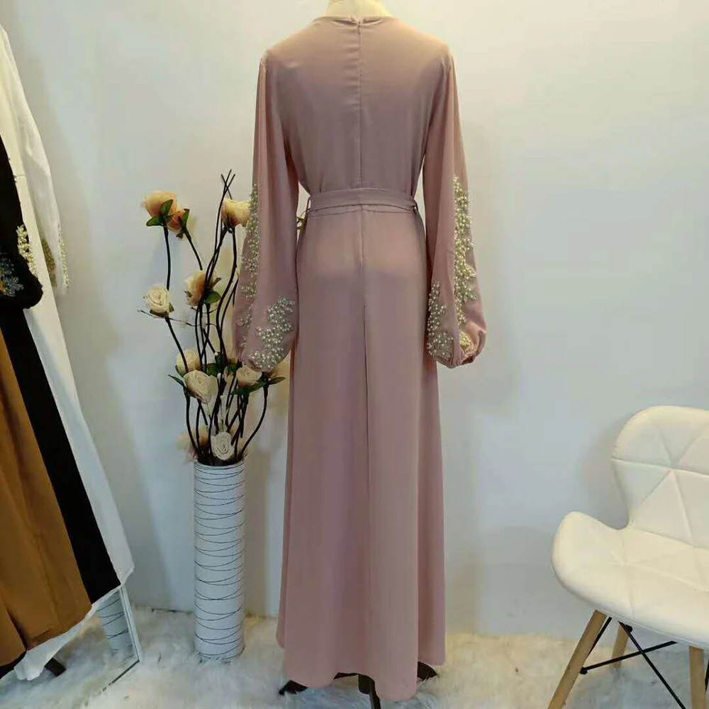 Vestidos размера плюс женское платье кафтан с жемчужной вышивкой и бабочками женская