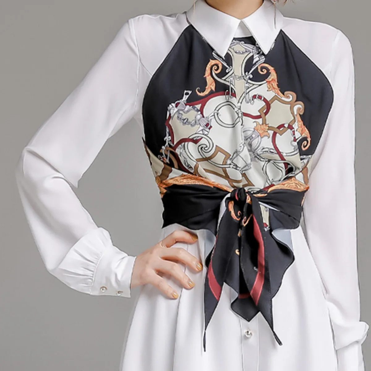 

Women Elegant Irregular Shirt Dress Long Sleeve Button Down Autumn Loose Party Dress Female Print Lapel Neck Casual Dress