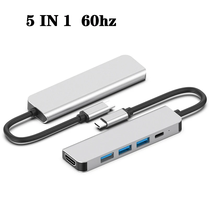 

5-in-1 5Gbps 1080P USB Type C Hub To HDMI-compatible 4K VGA USB3.1 Adapter For MacBook Pro OTG For MacBook Pro/Air/Huawei Mate