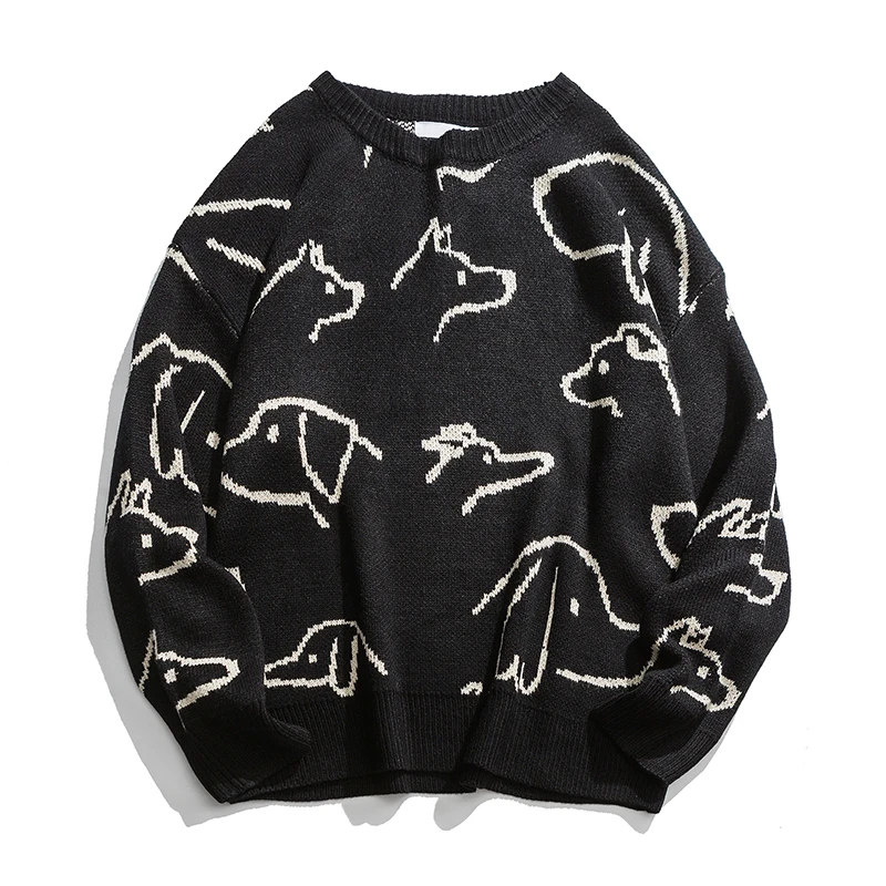 Ретро свитер в стиле хип-хоп Женский Пуловер Свободный вязаный женский зимний