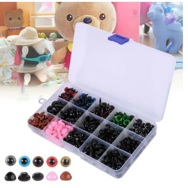 560 шт черные красочные пластиковые безопасные глаза и носы разных размеров для