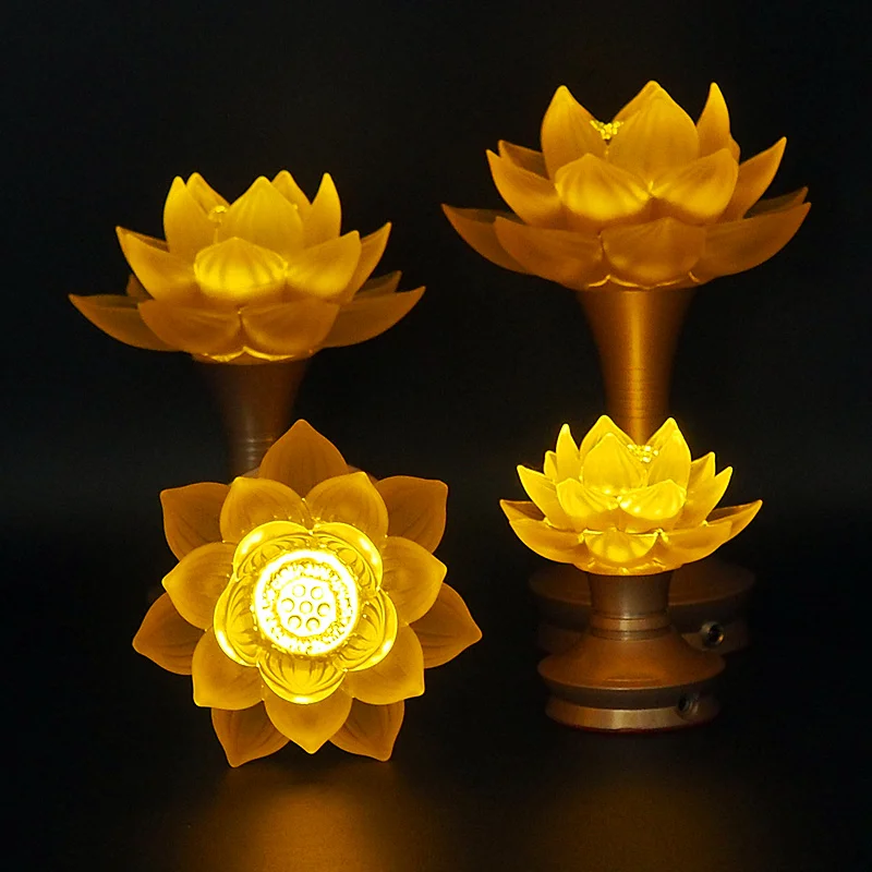

Household led pure copper glass plug in charging lotus lamp