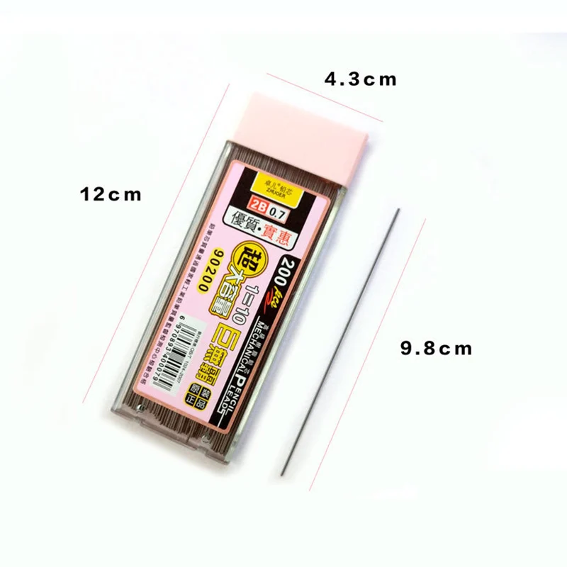 

50Pcs/Box Graphite Lead 2B 0.5m 0.7m Mechanical Pencil Refill Automatic replace Pencil Lead School Art Sketch Drawing Supplies