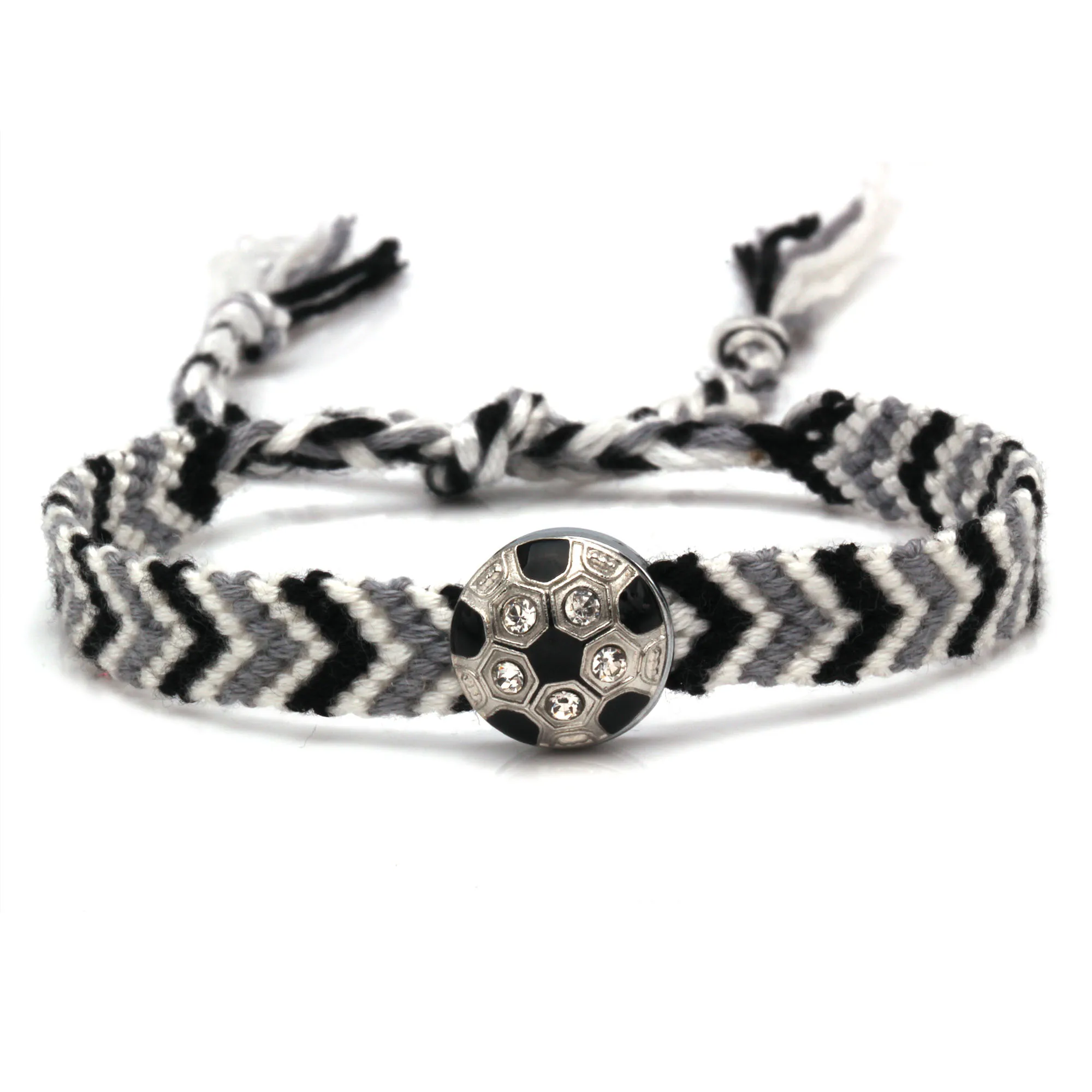 Boho сплав цинка футбол шарм тканый браслет дружбы женский мужской спортивный