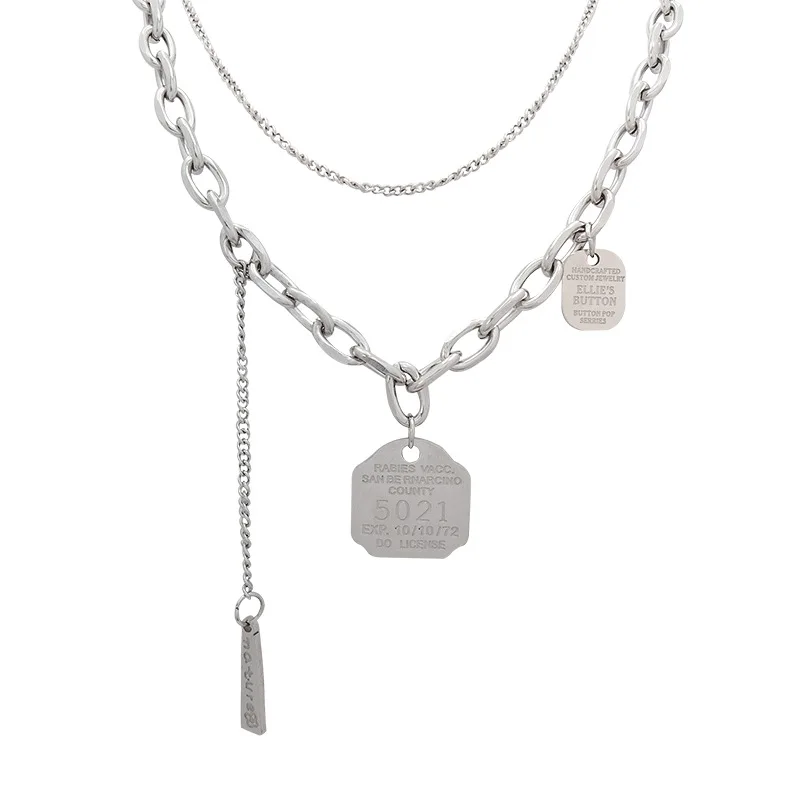 

Hip Hop Double-Layer Necklace Personality Letter Number Metal Chain Necklaces for Women Men Punk Style Jewelry Party Accessories
