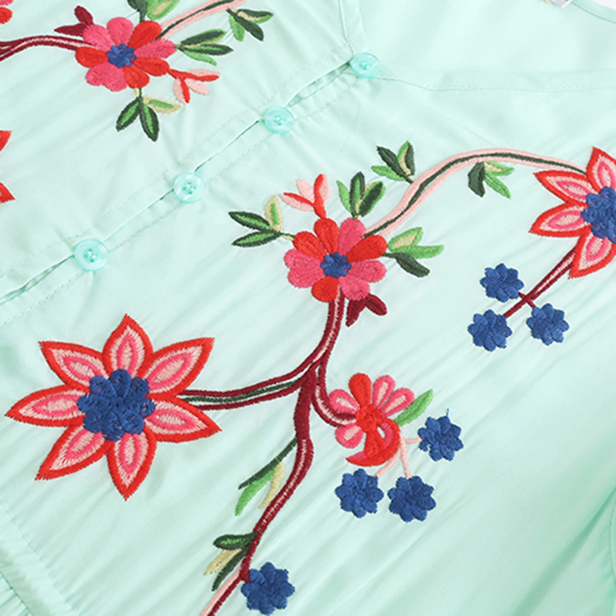 Женское платье макси с цветочной вышивкой и V образным вырезом|Женские платья| |