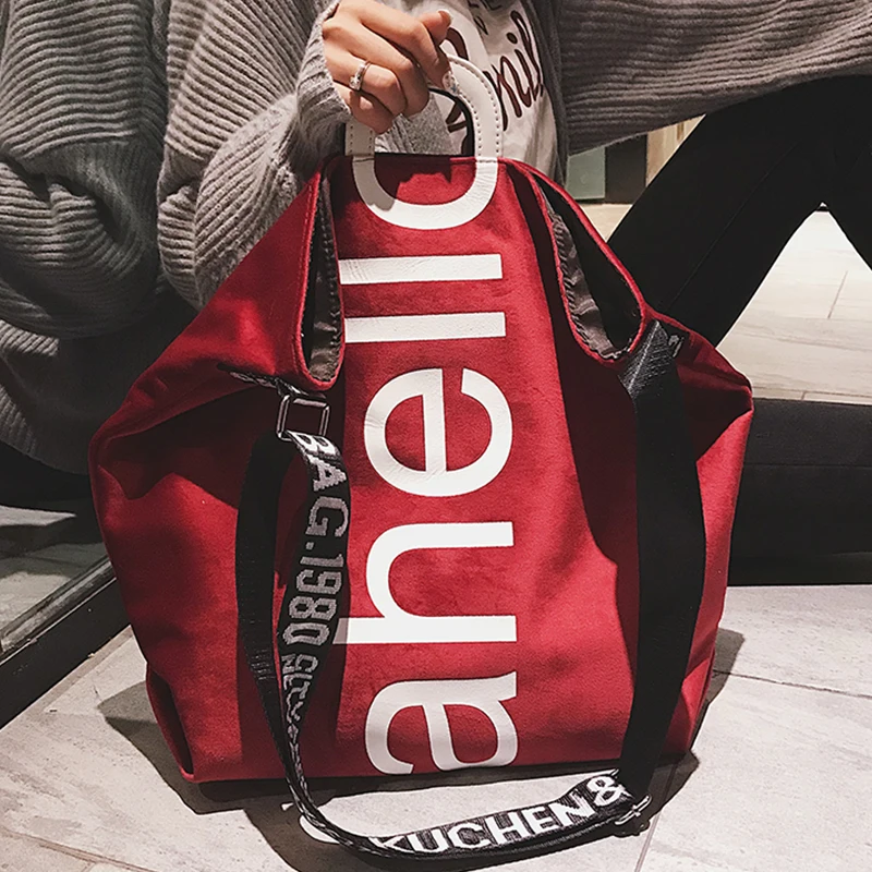 Бархатная женская сумка сумки через плечо с надписью вместительный мессенджер