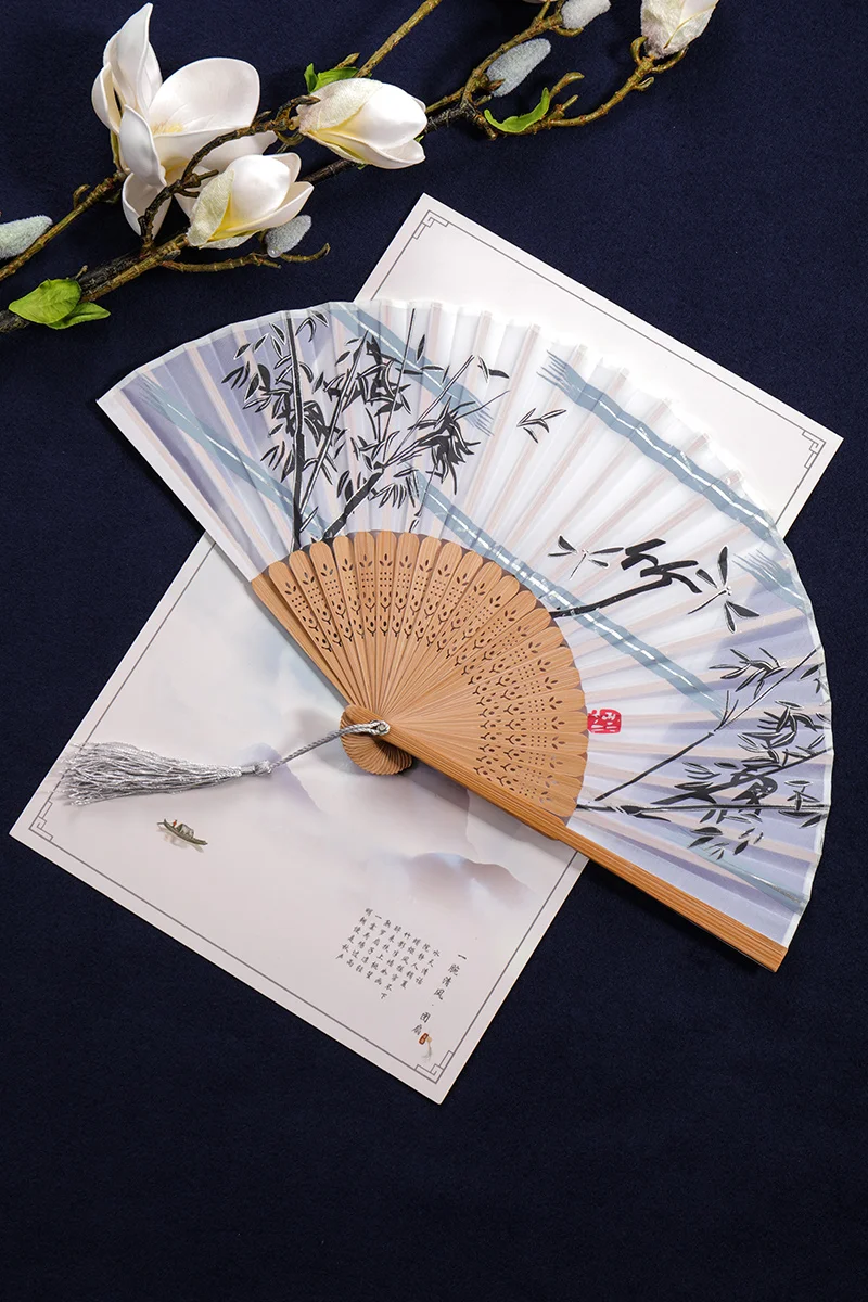 

Foldable Cool Hand Fan Portable Travel Summer Vintage Dance Creative Chinese Fan Wedding Abanico De Mano Cooling Products DG50SZ