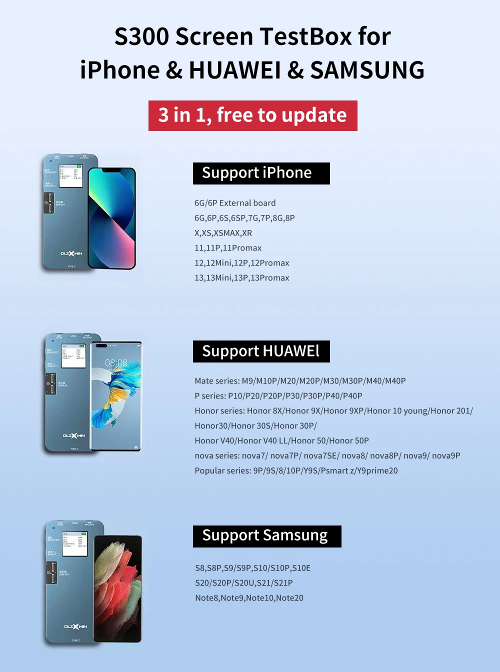 LCD Tester For Huawei Mate Series iPhone 6S To 13 Programmer Ambient Light Sensor True Tone 3D Touch Screen Display Testing | Инструменты