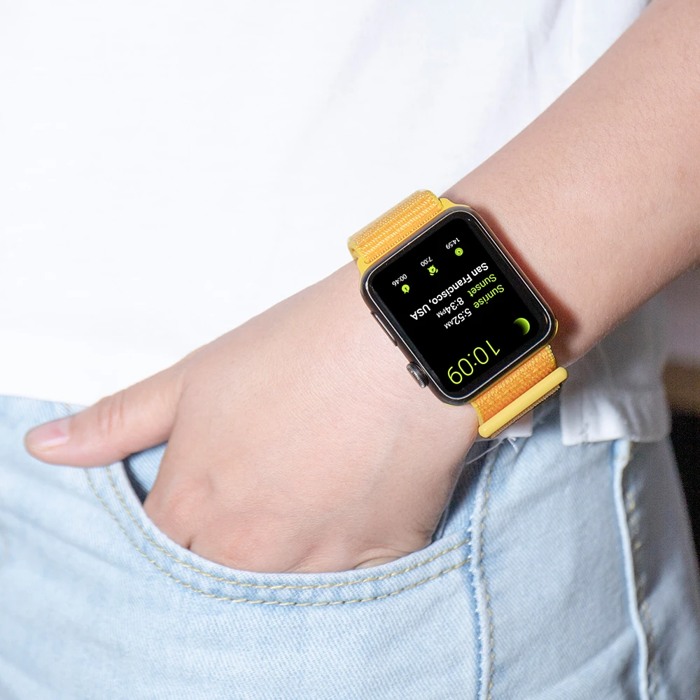 Новая высококачественная нейлоновая Спортивная петля для Apple Watch band Series 4 3 2 1 мягкий дышащий тканый ремешок 44 мм iwatch 42 мм 38