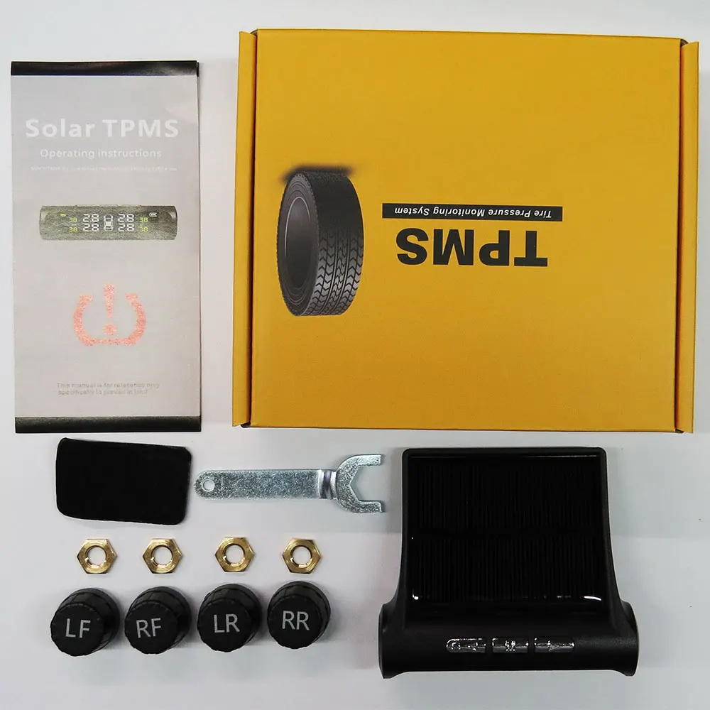 

Solar TPMS Car Tire Pressure Alarm Monitor System 4 Wheel Internal External Car Tyre Sensor Temperature Alert