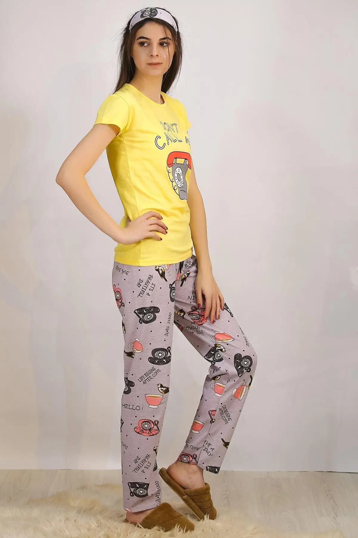 

Printed Pajamas Sets Sweatproof Comfortable Fabric Good Sleep Vivid Colors Durable Healthy Sleep Comfortable Collar